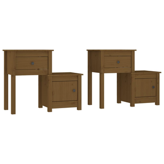 Bedside Cabinet 2pcs Honey Brown 79.5x38x65.5cm Solid Wood Pine - Giant Lobelia