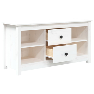 TV Cabinet White 103x36.5x52 cm Solid Wood Pine - Giant Lobelia