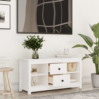 TV Cabinet White 103x36.5x52 cm Solid Wood Pine - Giant Lobelia