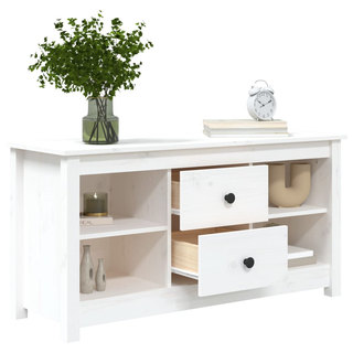 TV Cabinet White 103x36.5x52 cm Solid Wood Pine - Giant Lobelia