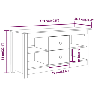 TV Cabinet White 103x36.5x52 cm Solid Wood Pine - Giant Lobelia