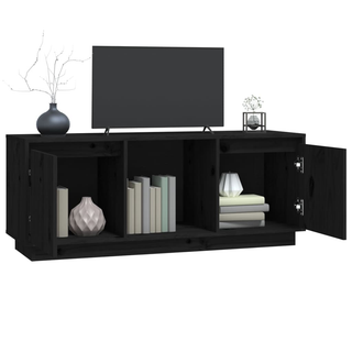 TV Cabinet Black 110.5x35x44 cm Solid Wood Pine - Giant Lobelia