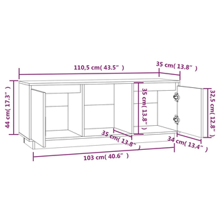 TV Cabinet Black 110.5x35x44 cm Solid Wood Pine - Giant Lobelia