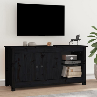 vidaXL TV Cabinet Black 103x36.5x52 cm Solid Wood Pine - Giant Lobelia