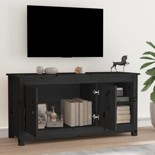 vidaXL TV Cabinet Black 103x36.5x52 cm Solid Wood Pine - Giant Lobelia