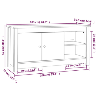 vidaXL TV Cabinet Black 103x36.5x52 cm Solid Wood Pine - Giant Lobelia