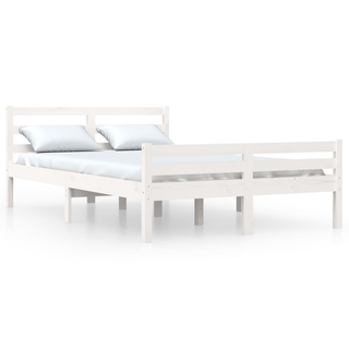 Bed Frame White Solid Wood 150x200 cm King Size - Giant Lobelia