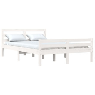 Bed Frame White Solid Wood 150x200 cm King Size - Giant Lobelia