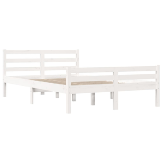 Bed Frame White Solid Wood 150x200 cm King Size - Giant Lobelia