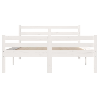 Bed Frame White Solid Wood 150x200 cm King Size - Giant Lobelia