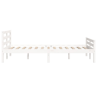 Bed Frame White Solid Wood 150x200 cm King Size - Giant Lobelia