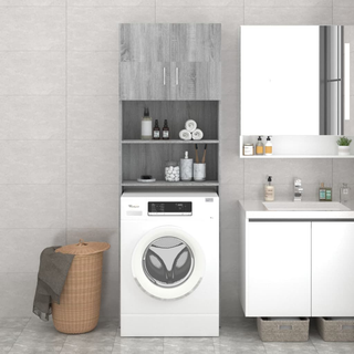 Washing Machine Cabinet Grey Sonoma 64x25.5x190 cm - Giant Lobelia