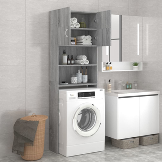 Washing Machine Cabinet Grey Sonoma 64x25.5x190 cm - Giant Lobelia