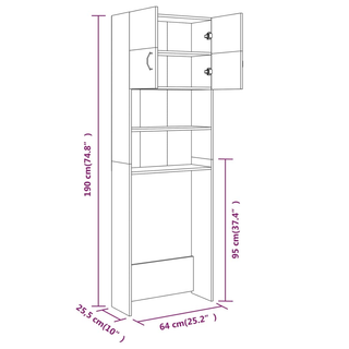 Washing Machine Cabinet Grey Sonoma 64x25.5x190 cm - Giant Lobelia