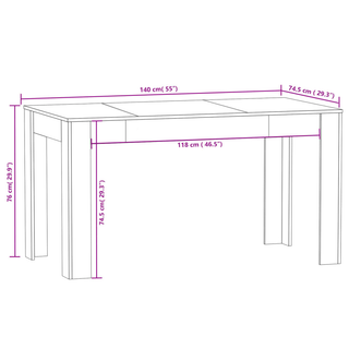 Dining Table Grey Sonoma 140x74.5x76 cm Engineered Wood - Giant Lobelia