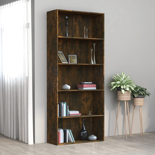 5-Tier Book Cabinet Smoked Oak 80x30x189 cm Engineered Wood - Giant Lobelia