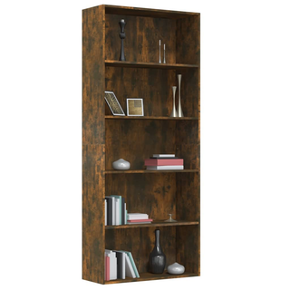 5-Tier Book Cabinet Smoked Oak 80x30x189 cm Engineered Wood - Giant Lobelia