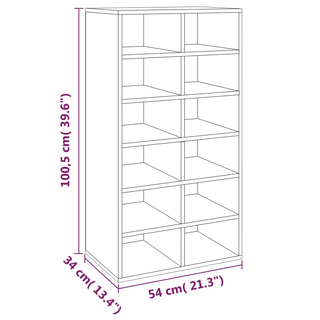 vidaXL Shoe Rack Smoked Oak 54x34x100.5 cm Engineered Wood - Giant Lobelia