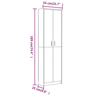 vidaXL Hallway Wardrobe Smoked Oak 55x25x189 cm Engineered Wood - Giant Lobelia