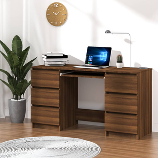 Writing Desk Brown Oak 140x50x77 cm Engineered Wood - Giant Lobelia