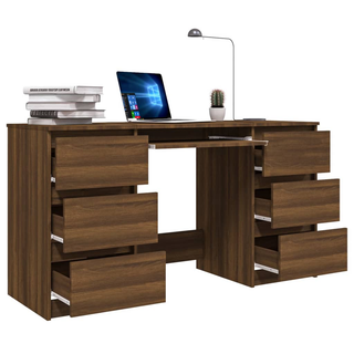 Writing Desk Brown Oak 140x50x77 cm Engineered Wood - Giant Lobelia