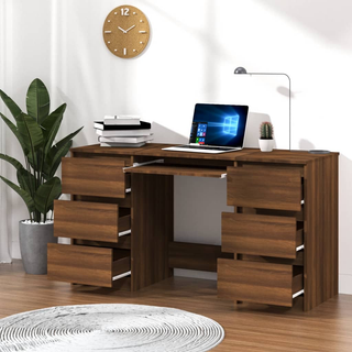 Writing Desk Brown Oak 140x50x77 cm Engineered Wood - Giant Lobelia