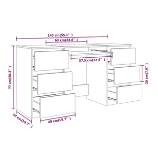 Writing Desk Brown Oak 140x50x77 cm Engineered Wood - Giant Lobelia