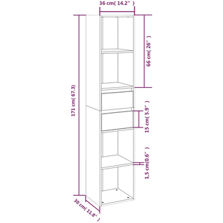 Book Cabinet Grey Sonoma 36x30x171 cm Engineered Wood - Giant Lobelia