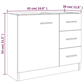 vidaXL Sink Cabinet Grey Sonoma 63x30x54 cm Engineered Wood - Giant Lobelia