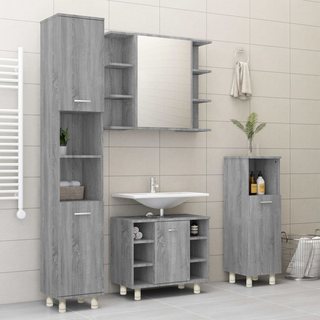 Bathroom Cabinet Grey Sonoma 30x30x95 cm Engineered Wood - Giant Lobelia