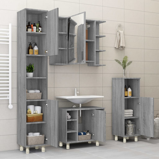 Bathroom Cabinet Grey Sonoma 30x30x95 cm Engineered Wood - Giant Lobelia