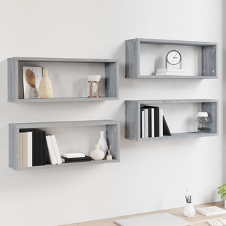 Wall Cube Shelves 4 pcs Grey Sonoma 60x15x23 cm Engineered Wood - Giant Lobelia