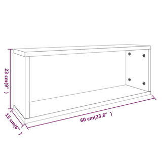 Wall Cube Shelves 4 pcs Grey Sonoma 60x15x23 cm Engineered Wood - Giant Lobelia