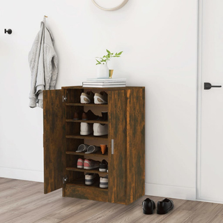 Shoe Cabinet Smoked Oak 60x35x92 cm Engineered Wood - Giant Lobelia