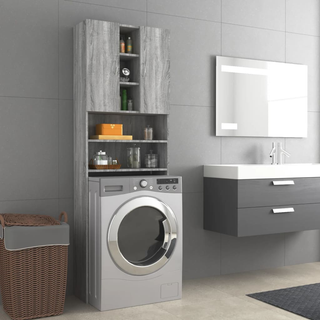 Washing Machine Cabinet Grey Sonoma 64x25.5x190 cm - Giant Lobelia