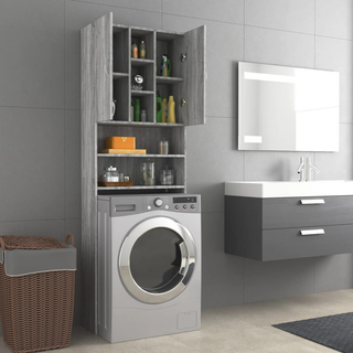 Washing Machine Cabinet Grey Sonoma 64x25.5x190 cm - Giant Lobelia