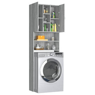 Washing Machine Cabinet Grey Sonoma 64x25.5x190 cm - Giant Lobelia