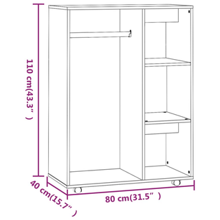 Wardrobe Grey Sonoma 80x40x110 cm Engineered Wood - Giant Lobelia