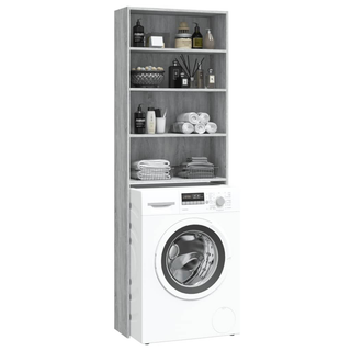 Washing Machine Cabinet Grey Sonoma 64x24x190 cm - Giant Lobelia