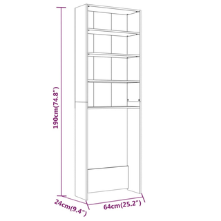 Washing Machine Cabinet Grey Sonoma 64x24x190 cm - Giant Lobelia