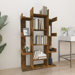 Book Cabinet Smoked Oak 86x25.5x140 cm Engineered Wood - Giant Lobelia