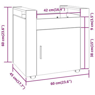 vidaXL Desk Trolley Concrete Grey 60x45x60 cm Engineered Wood - Giant Lobelia