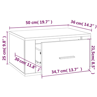 Wall-mounted Bedside Cabinet White 50x36x25 cm - Giant Lobelia