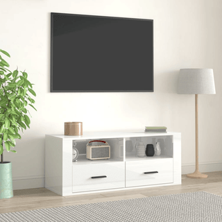 vidaXL TV Cabinet High Gloss White 100x35x40 cm Engineered Wood - GIANT LOBELIA