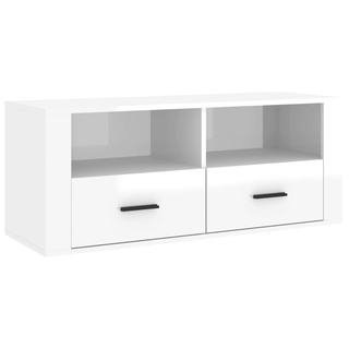 vidaXL TV Cabinet High Gloss White 100x35x40 cm Engineered Wood - GIANT LOBELIA