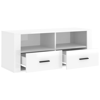 TV Cabinet High Gloss White 100x35x40 cm Engineered Wood - Giant Lobelia