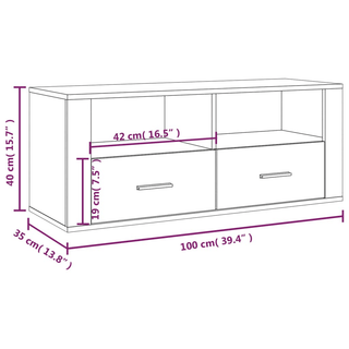 vidaXL TV Cabinet High Gloss White 100x35x40 cm Engineered Wood - GIANT LOBELIA