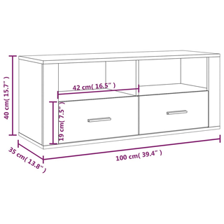 TV Cabinet High Gloss White 100x35x40 cm Engineered Wood - Giant Lobelia