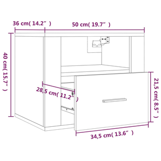 Wall-mounted Bedside Cabinet Black 50x36x40 cm - Giant Lobelia