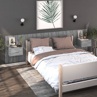 Wall-mounted Bedside Cabinets 2 pcs Grey Sonoma - Giant Lobelia